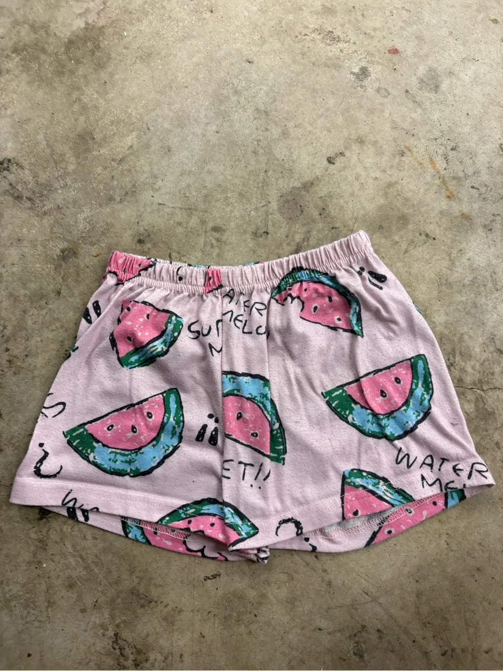 Girls Elastic Waist Graphic Shorts Pink Watermelon Fruit Theme Size 120 (6-7)